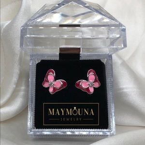 925 Sterling Silver Enamel Butterfly Studs